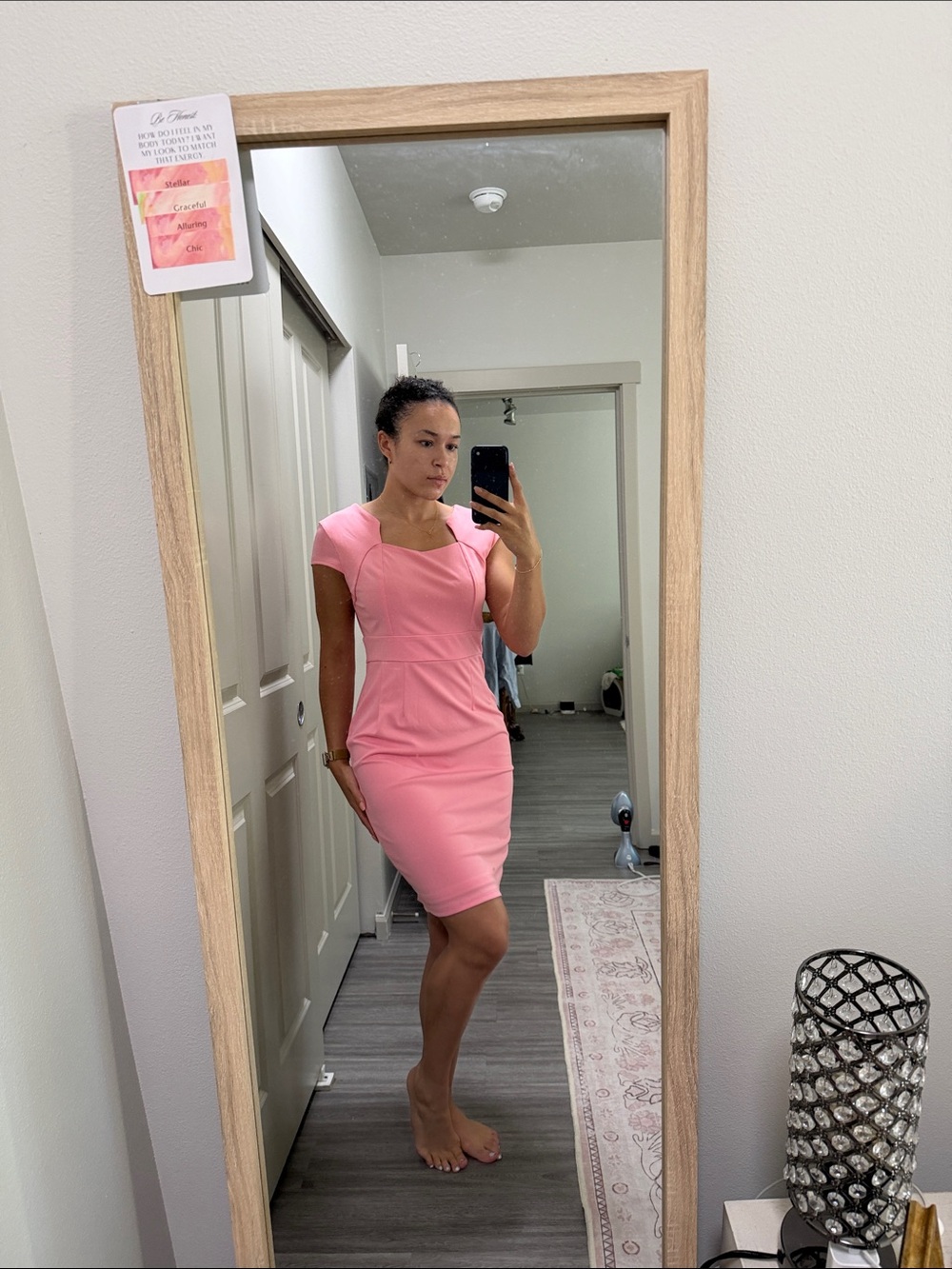 Grace Karin Pink Cap Sleeve Midi Sheath Dress